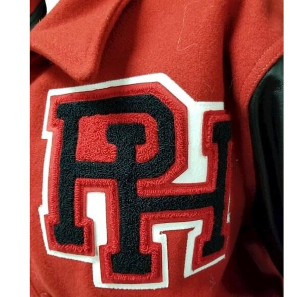 Vintage 1999 Gould Sports Red Wool Blend Letterman Jacket Size XL w/ Patches - Picture 3 of 9